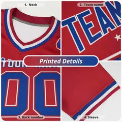 Orange Royal Star Pattern Raglan Sleeves Football Jersey 5