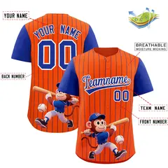 Orange Royal Stripe Animals Graffiti Raglan Baseball Jersey 2