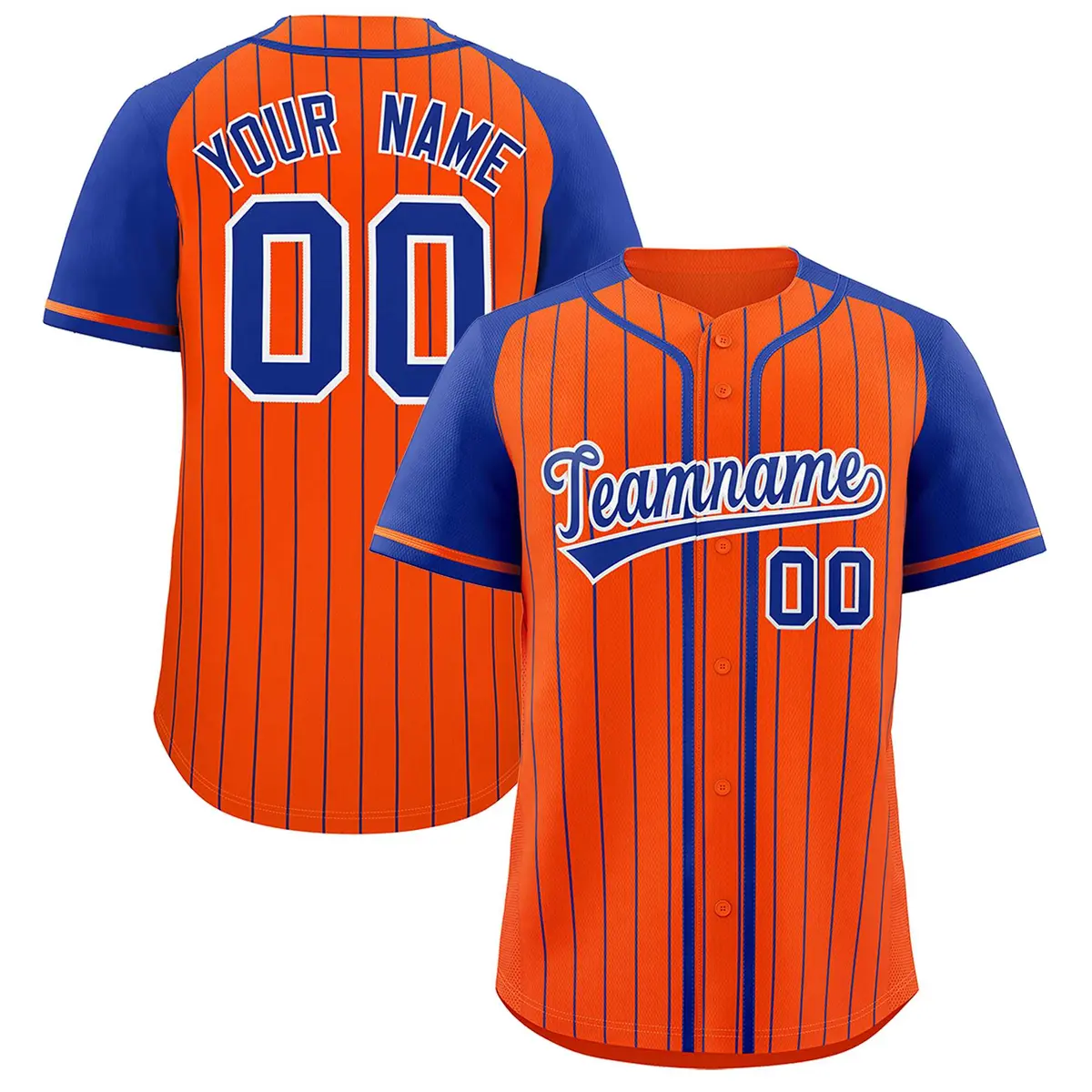 Orange Royal Stripe Raglan Sleeves Fashion Baseball Jersey