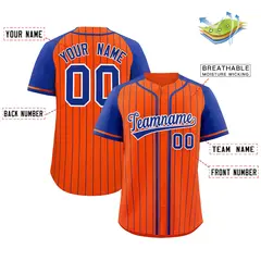 Orange Royal Stripe Raglan Sleeves Fashion Baseball Jersey 2