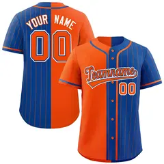 Orange Royal Stripe-Solid Combo Baseball Jersey 1