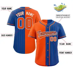 Orange Royal Stripe-Solid Combo Baseball Jersey 2