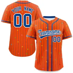 Orange Royal Stripe Star Pattern Authentic Baseball Jersey 1