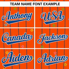 Orange Royal Stripe Star Pattern Authentic Baseball Jersey 3