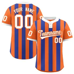 Orange Royal Stripe Two-Button Softball Jersey 1