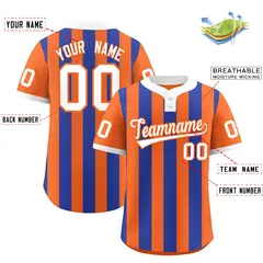 Orange Royal Stripe Two-Button Softball Jersey 2