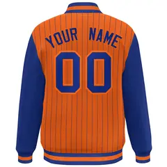 Orange Royal Stripe Varsity Bomber Jacket with Raglan Sleeves 4