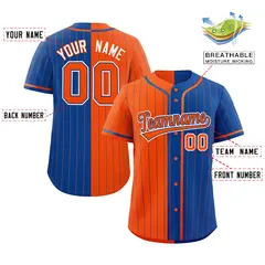 Orange Royal Striped Two Tone Authentic Baseball Jersey 2