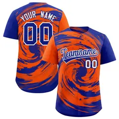 Orange Royal Swirl Graffiti Baseball Jersey 1
