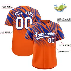 Orange Royal Tiger Stripe Gradient Animal Print Baseball Jersey 2
