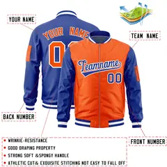 Orange Royal Two-Tone Varsity Letterman Bomber Jacket 2