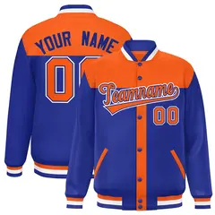 Orange Royal Varsity Baseball Color Block Bomber Jacket