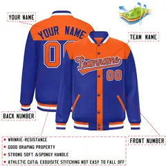 Orange Royal Varsity Baseball Color Block Bomber Jacket 2
