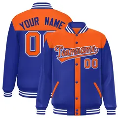Orange Royal Varsity Baseball Color Block Bomber Jacket 1