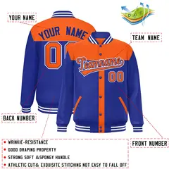 Orange Royal Varsity Baseball Color Block Bomber Jacket 2