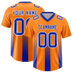 Orange Royal Vertical Stripe Gradient Team Football Jersey