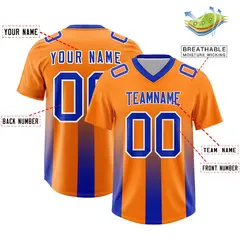 Orange Royal Vertical Stripe Gradient Team Football Jersey 2