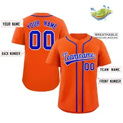 Orange Royal White Classic Authentic Baseball Jersey 2