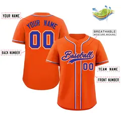 Orange Royal White Classic Authentic Baseball Jersey 2
