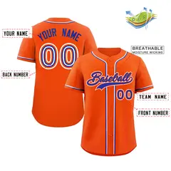 Orange Royal White Classic Authentic Baseball Jersey 2