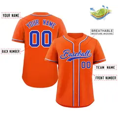 Orange Royal White Classic Authentic Baseball Jersey 2