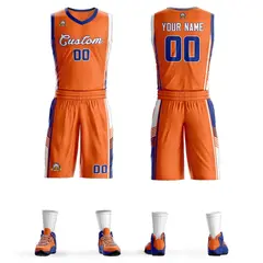 Orange Royal-White Classic Basketball Uniform Jersey