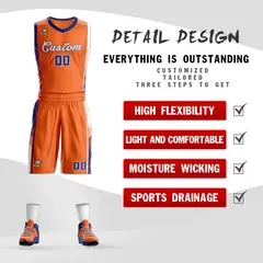 Orange Royal-White Classic Basketball Uniform Jersey 2