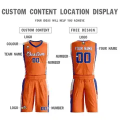 Orange Royal-White Classic Basketball Uniform Jersey 3