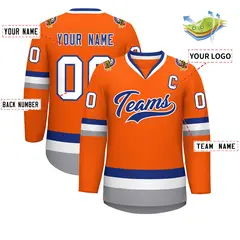 Orange Royal-White Classic Hockey Jersey 2