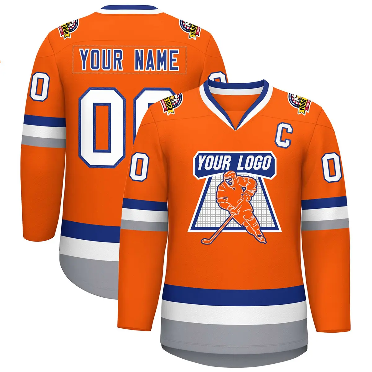 Orange Royal-White Classic Hockey Jersey
