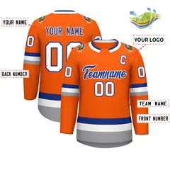 Orange Royal-White Classic Hockey Jersey 2