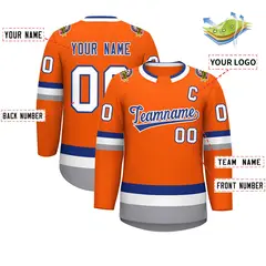 Orange Royal-White Classic Hockey Jersey 2