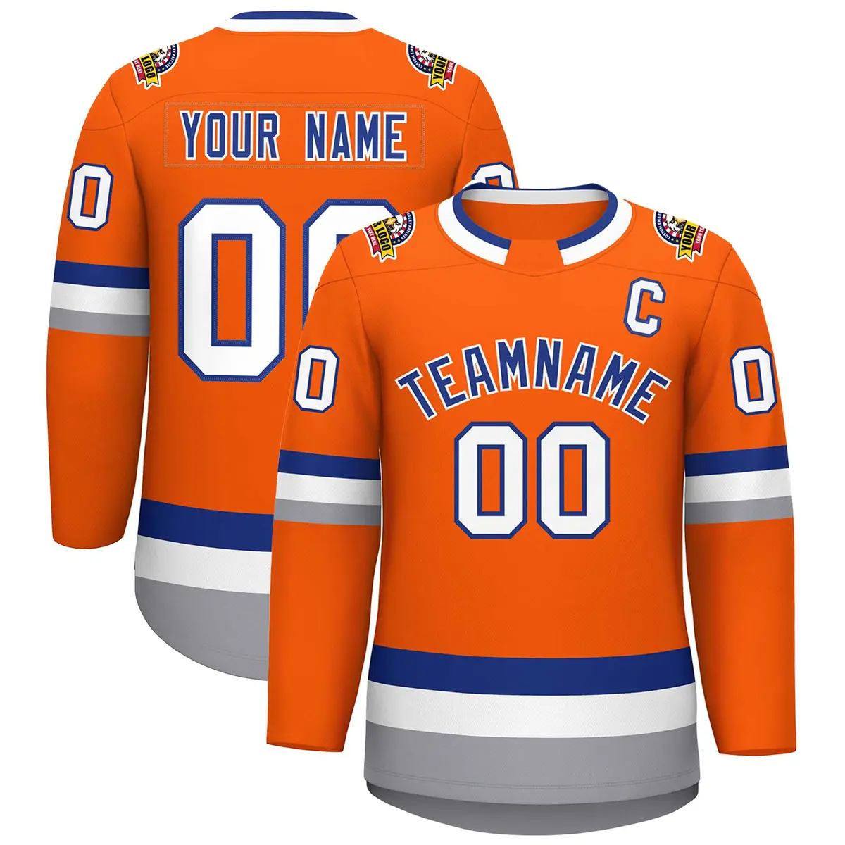 Orange Royal-White Classic Hockey Jersey