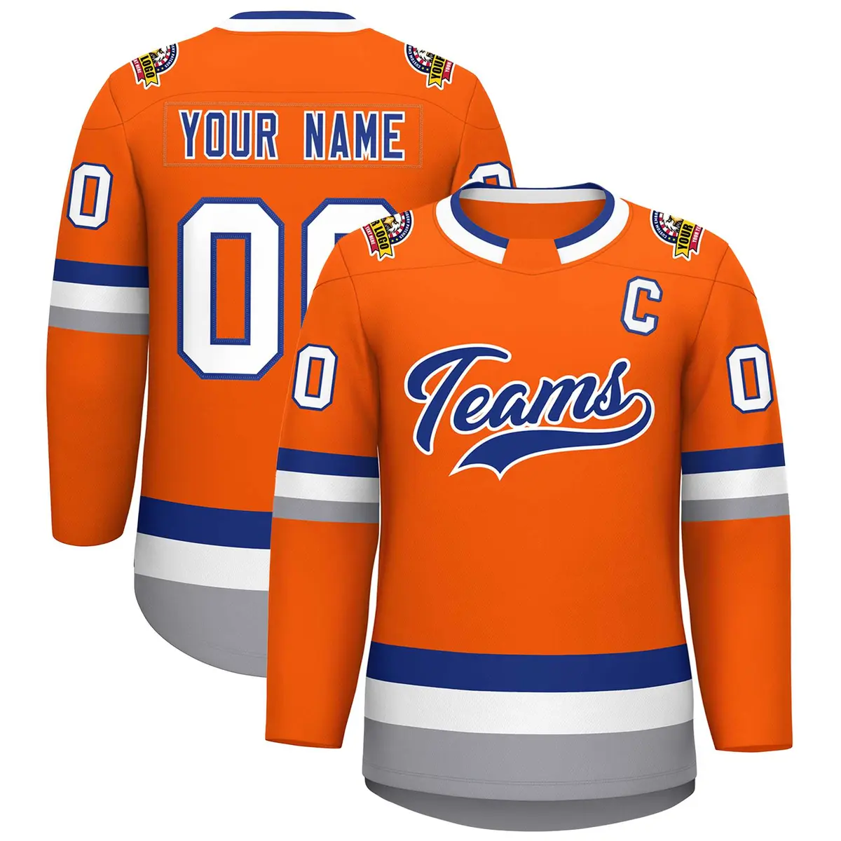 Orange Royal-White Classic Hockey Jersey