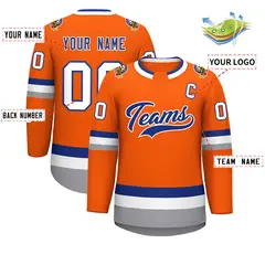 Orange Royal-White Classic Hockey Jersey 2