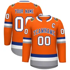 Orange Royal-White Classic Hockey Jersey