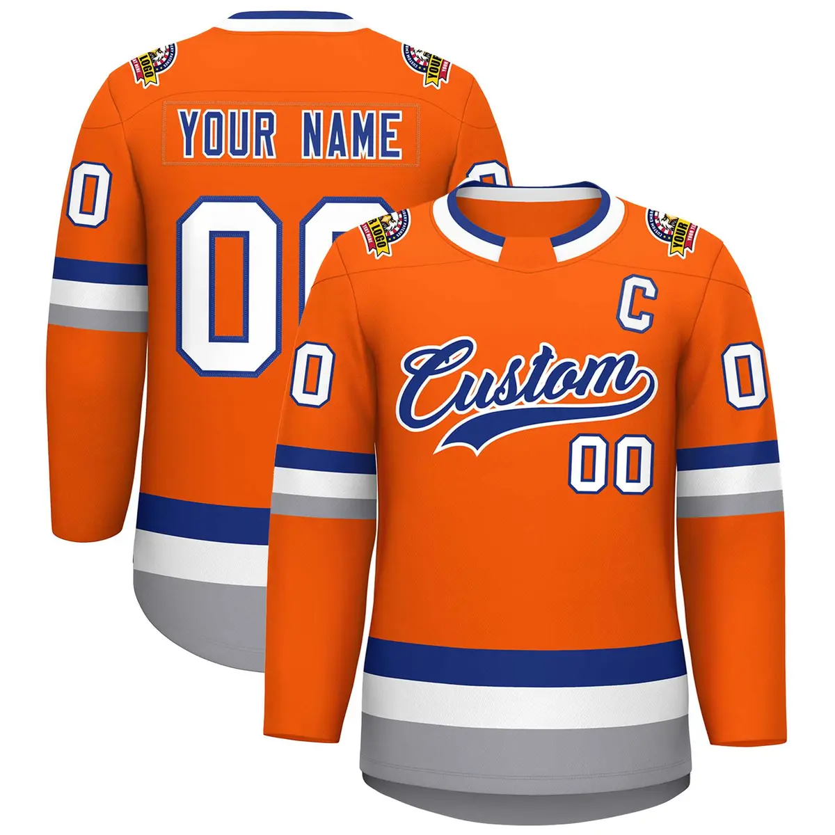 Orange Royal-White Classic Hockey Jersey