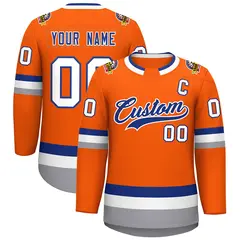 Orange Royal-White Classic Hockey Jersey