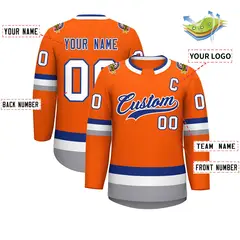 Orange Royal-White Classic Hockey Jersey 2