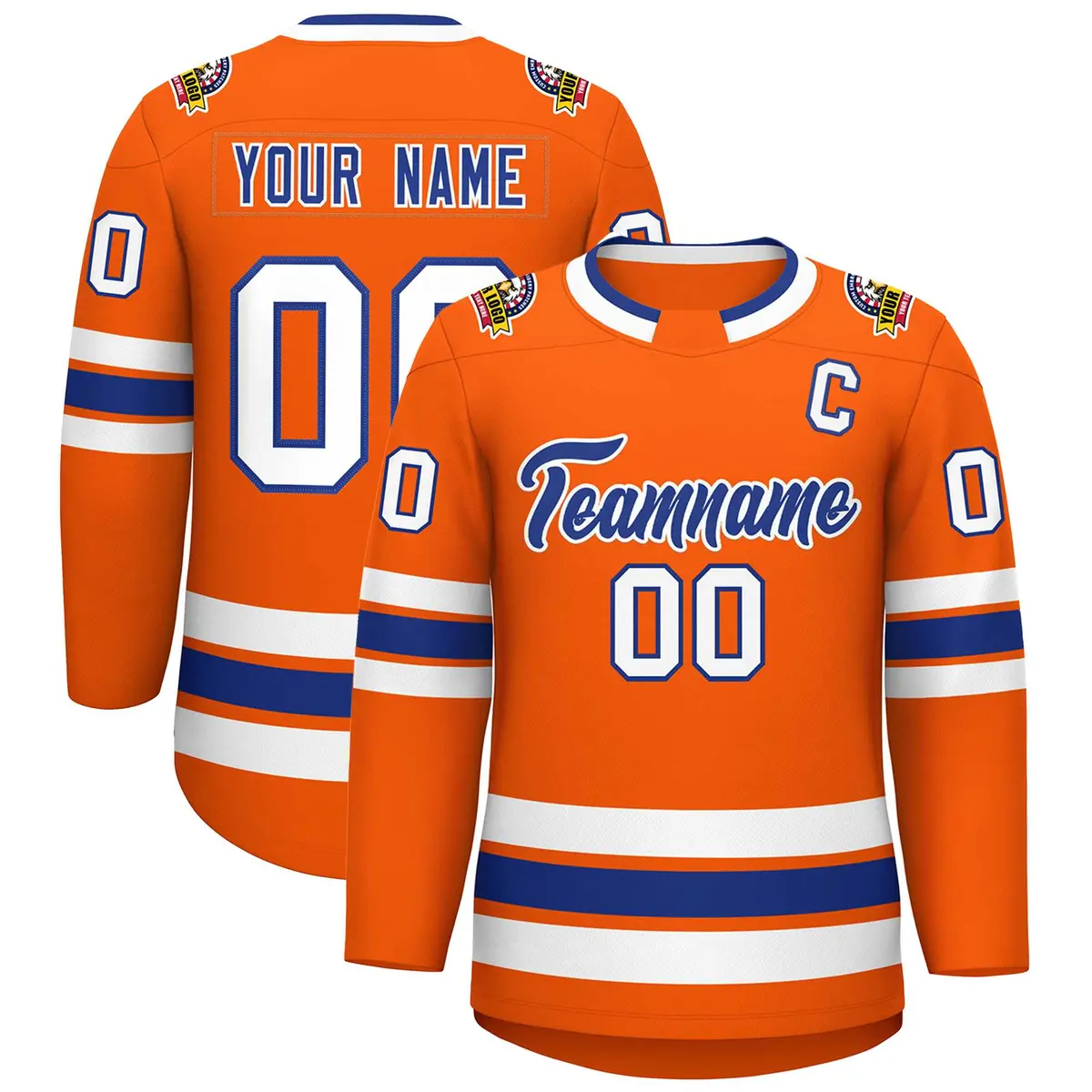 Orange Royal-White Classic Hockey Jersey