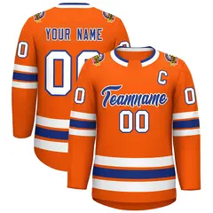 Orange Royal-White Classic Hockey Jersey
