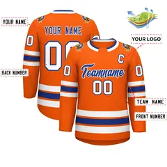 Orange Royal-White Classic Hockey Jersey 2
