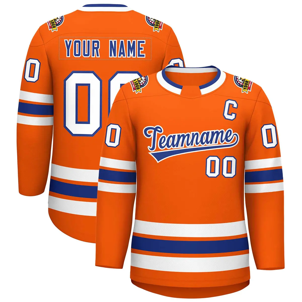 Orange Royal-White Classic Hockey Jersey