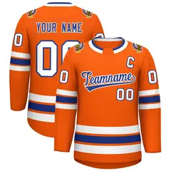 Orange Royal-White Classic Hockey Jersey