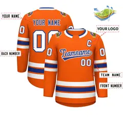 Orange Royal-White Classic Hockey Jersey 2