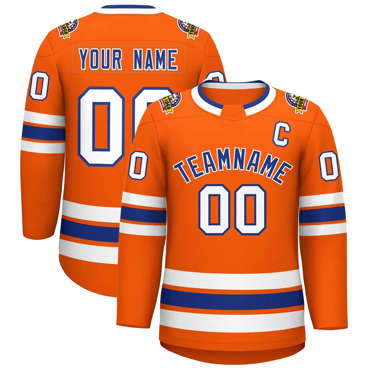 Orange Royal-White Classic Hockey Jersey