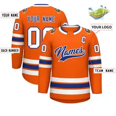 Orange Royal-White Classic Hockey Jersey 2