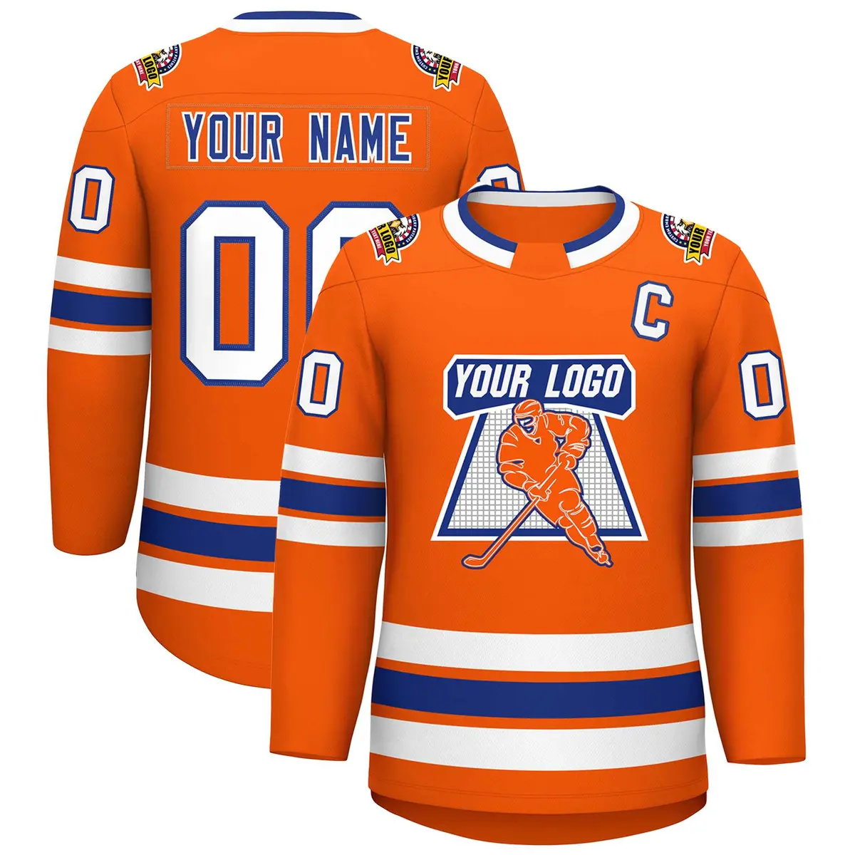 Orange Royal-White Classic Hockey Jersey