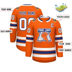 Orange Royal-White Classic Hockey Jersey 2
