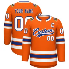 Orange Royal-White Classic Hockey Jersey